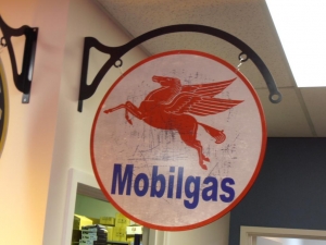 Mobil Service Station Swinging Sign with Arched Frame