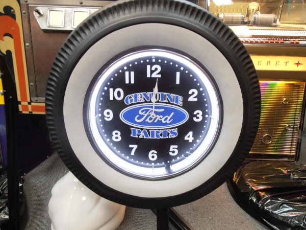 Ford Genuine Parts White Wall Tyre Neon Clock
