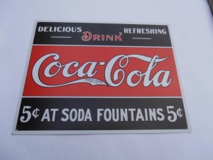 Coke Fountain 5 cents Advertising Sign