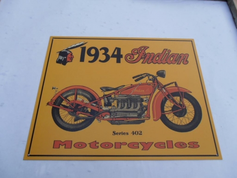 Indian 1934 Motorcycle Tin Sign