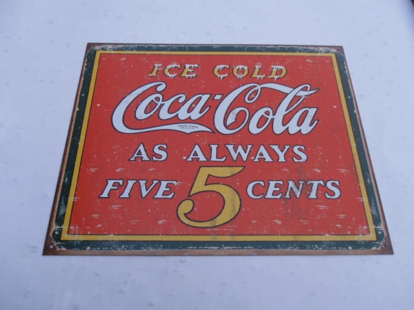 Ice Cold Coke 5 Cents Advertising Sign