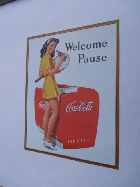 Coke Welcome Pause Advertising Metal Sign